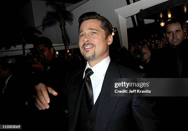 Actor Brad Pitt arrives on the red carpet at VH1's 14th Annual Critics' Choice Awards held at the Santa Monica Civic Auditorium on January 8, 2009 in...