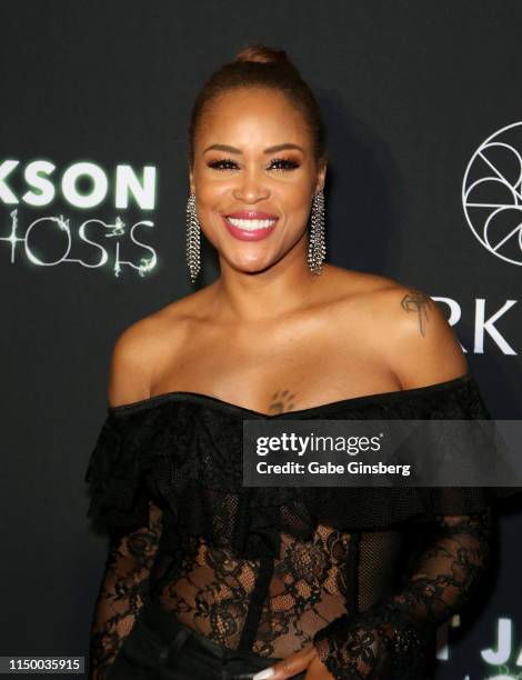 Rapper Eve attends the after party for the debut of Janet Jackson's residency "Metamorphosis" at On The Record Speakeasy and Club at Park MGM on May...