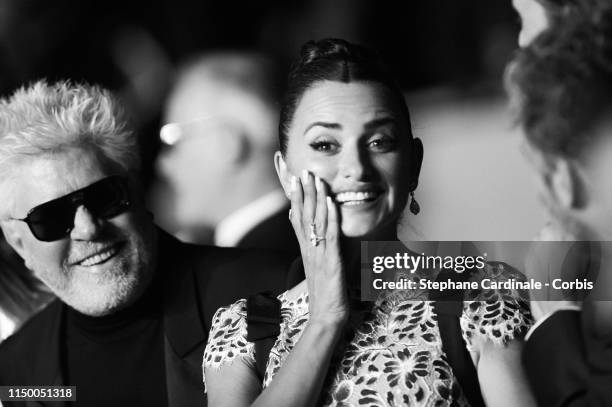 Pedro Almodovar and Penelope Cruz attend the screening of "Pain And Glory " during the 72nd annual Cannes Film Festival on May 17, 2019 in Cannes,...