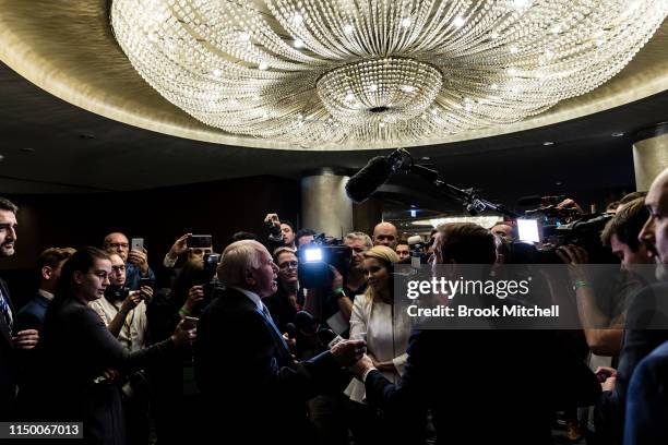 Former PM John Howard arrives at the Liberal Party reception at the Sofitel Wentworth Hotel on May 18, 2019 in Sydney, Australia. Australians head to...