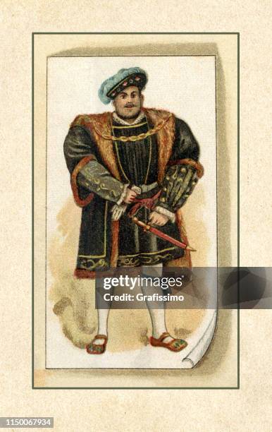 henry viii king of england portrait 1547 - king portrait painting stock illustrations
