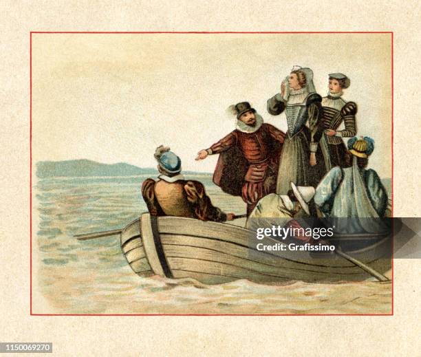 mary stuart queen of scots leaving france in 1562 - mary queen of scots stock illustrations