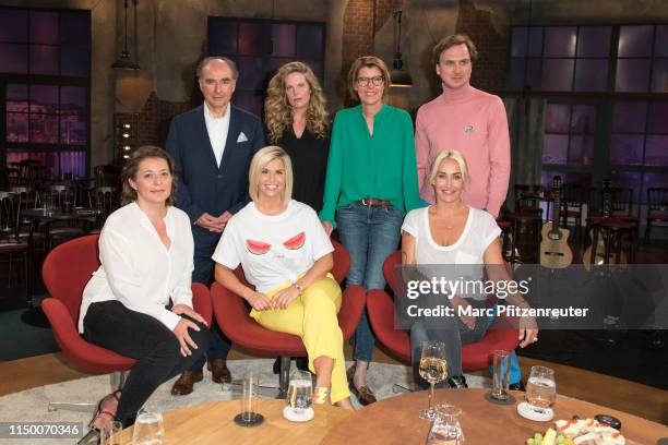 Gustav Dobos, Diana Amft, Bettina Boettinger, Lars Eidinger Husch Josten, Beatrice Egli and Sarah Connor attend the Koelner Treff TV Show at the WDR...