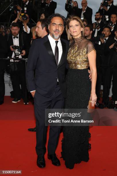 Director Alejandro GonzÃ¡lez IÃ±Ã¡rritu and Maria Hagerman attend the screening of "Pain And Glory " during the 72nd annual Cannes Film Festival on...