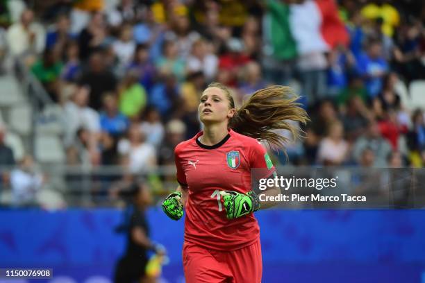 Laura Giuliani, goalkeeper of Italy celebrates the victory of Italy during the 2019 FIFA Women's World Cup France group C match between Jamaica and...