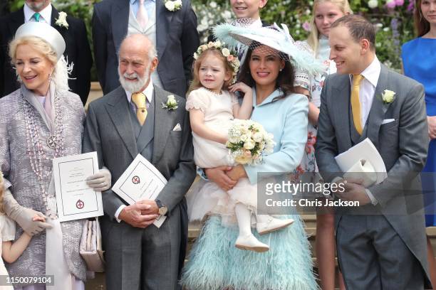 Princess Michael of Kent, Prince Michael of Kent, Sophie Winkleman and Lord Frederick Windsor after the wedding of Lady Gabriella Windsor and Mr...