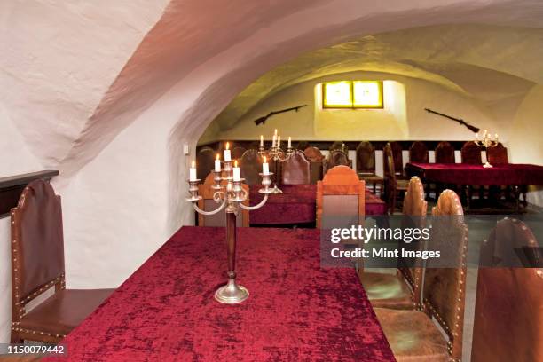 classic manor dining room interior - winchester mansion stock pictures, royalty-free photos & images