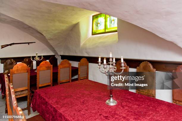 classic manor dining room interior - winchester mansion stock pictures, royalty-free photos & images