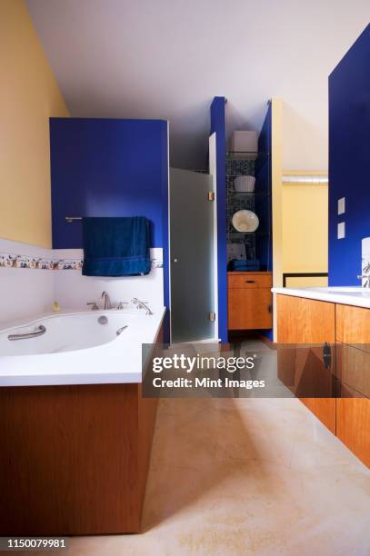 colorful bathroom interior - household fixture stock pictures, royalty-free photos & images
