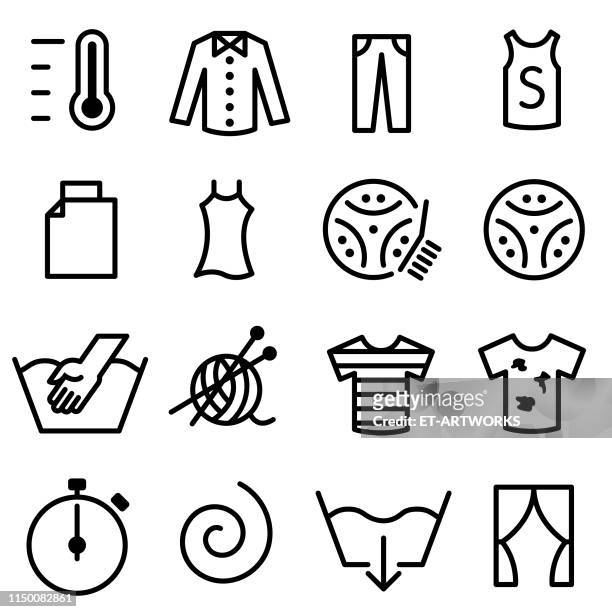 laundry line icons - laundry stock illustrations