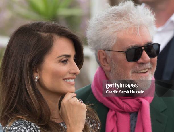 Penelope Cruz and Director Pedro Almodovar attend the photocall for "Pain And Glory " during the 72nd annual Cannes Film Festival on May 18, 2019 in...