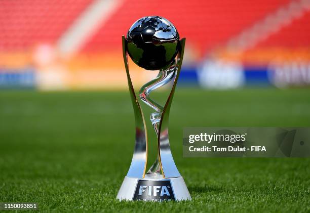 General view of FIFA U-20 World Cup Poland 2019 trophy on May 18, 2019 in Lodz, Poland.