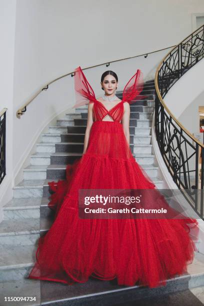 Araya Hargate leaves the Martinez Hotel during the 72nd annual Cannes Film Festival on May 17, 2019 in Cannes, France.