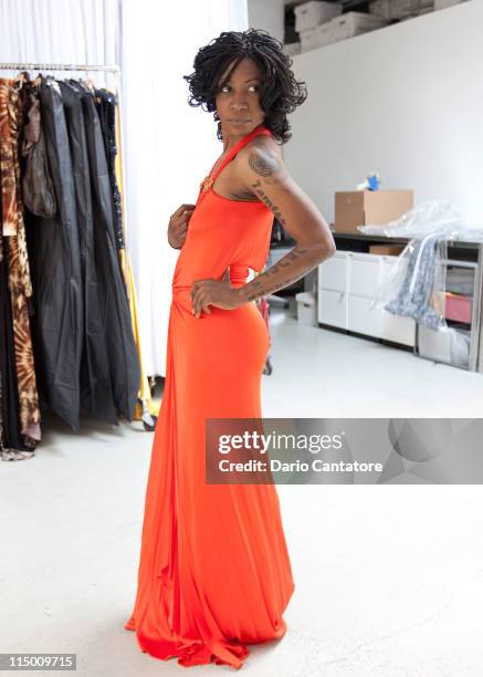 Founder of the new African Empower Suzanne "Africa" Engo attends a fitting at Marc Bouwer on June 1, 2011 in New York City.