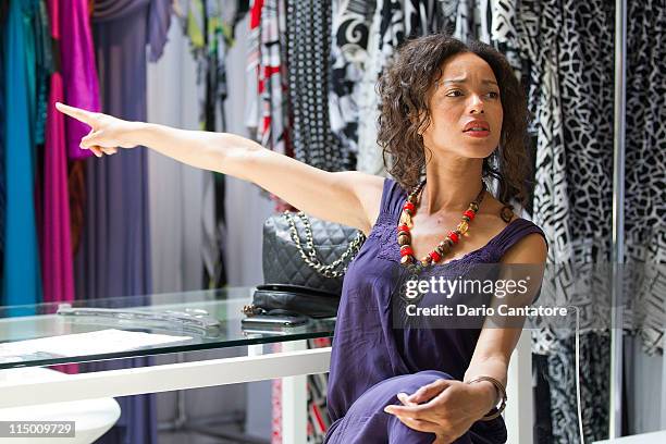 Star of "Viva Riva" movie Manie Malone attends a fitting at Marc Bouwer on June 1, 2011 in New York City.