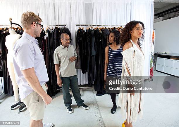 Founder of the new African Empower Suzanne "Africa" Engo and Star of "Viva Riva" movie Manie Malone attend a fitting at Marc Bouwer on June 1, 2011...