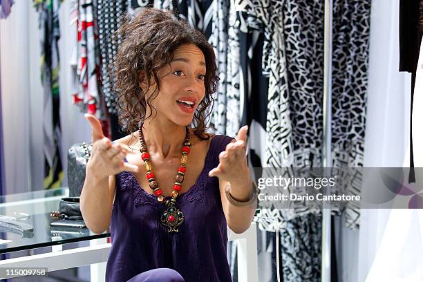 Star of "Viva Riva" movie Manie Malone attends a fitting at Marc Bouwer on June 1, 2011 in New York City.