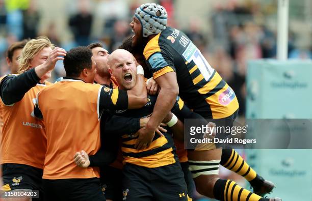 During the Gallagher Premiership Rugby match between Wasps and Harlequins at the Ricoh Arena on May 18, 2019 in Coventry, United Kingdom.