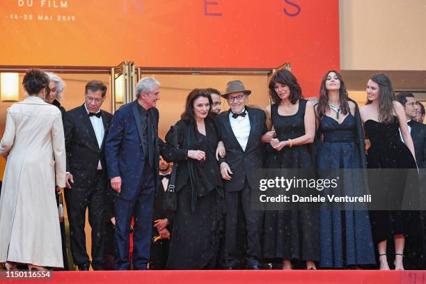 Antoine Sire, Claude Lelouch, Anouk Aimee, Jean-Louis Trintignant, Marianne Denicourt, Monica Bellucci and Tess Lauvergne attend the screening of...