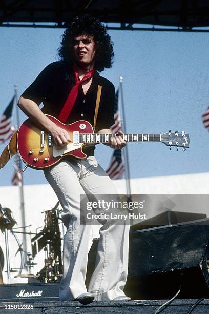 Steve Lukather performing with 'Toto' at the Los Angeles Coliseum in Los Angeles, California on April 9, 1979.