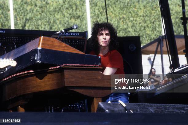 Steve Porcaro performing with 'Toto' at the Los Angeles Coliseum in Los Angeles, California on April 9, 1979.