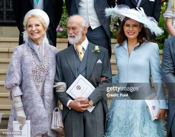 Princess Michael of Kent, Prince Michael of Kent and Lady Frederick Windsor attend the wedding of Lady Gabriella Windsor and Thomas Kingston at St...