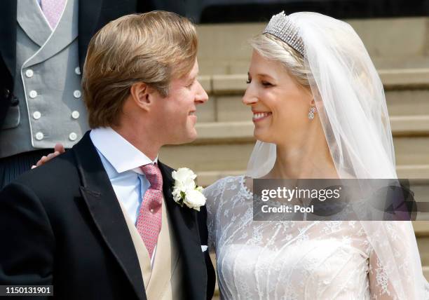 Thomas Kingston and Lady Gabriella Windsor leave St George's Chapel after their wedding on May 18, 2019 in Windsor, England.