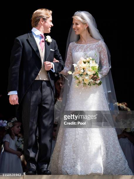 Thomas Kingston and Lady Gabriella Windsor leave St George's Chapel after their wedding on May 18, 2019 in Windsor, England.