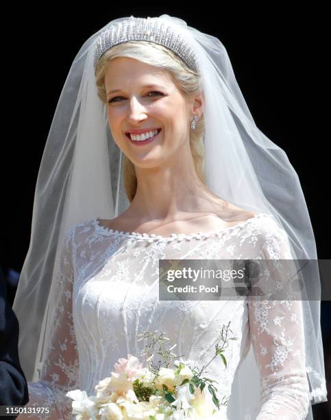 Lady Gabriella Windsor leaves after her wedding to Thomas Kingston at St George's Chapel on May 18, 2019 in Windsor, England.