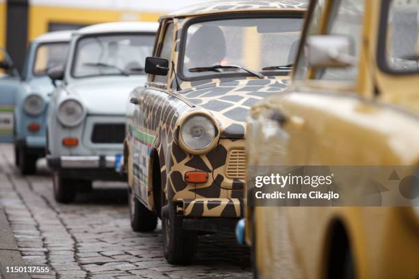 trabants in berlin - trabant stock pictures, royalty-free photos & images