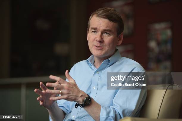 Democratic presidential candidate and Colorado Senator Michael Bennet speaks to guests during a campaign stop hosted by the Woodbury County Democrats...