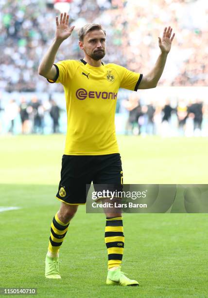 Marcel Schmelzer of Dortmund is seen after the Bundesliga match between Borussia Moenchengladbach and Borussia Dortmund at Borussia-Park on May 18,...