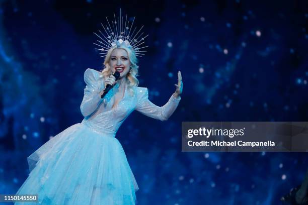 Kate Miller-Heidke representing Australia, performs live on stage during the 64th annual Eurovision Song Contest held at Tel Aviv Fairgrounds on May...