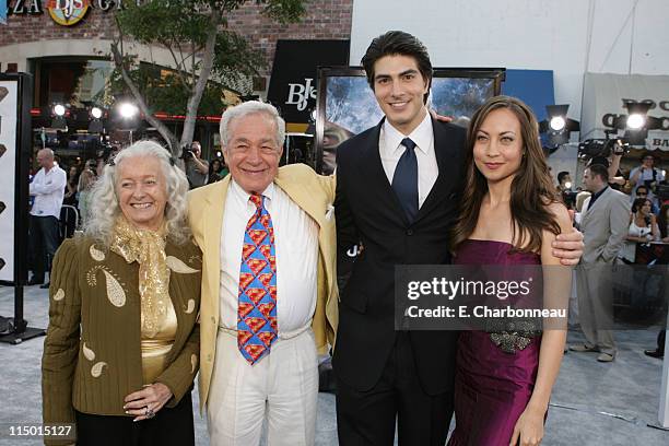 Noel Neill and Jack Larson, who starred as Lois Lane and Jimmy Olsen in the 1950s TV series "Adventures of Superman," with Brandon Routh and Courtney...