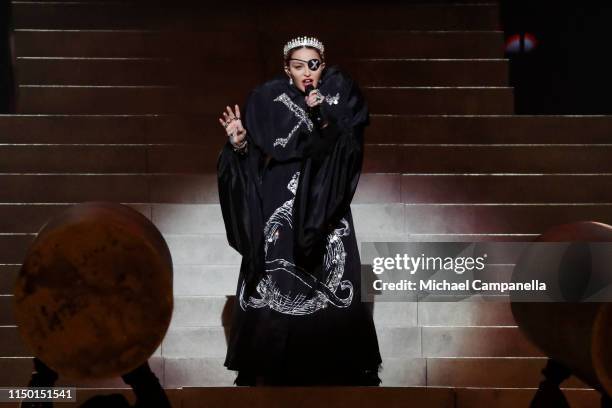 Madonna, performs live on stage after the 64th annual Eurovision Song Contest held at Tel Aviv Fairgrounds on May 18, 2019 in Tel Aviv, Israel.