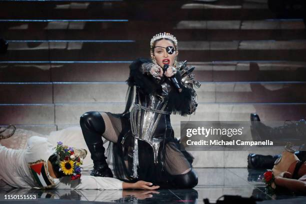 Madonna, performs live on stage after the 64th annual Eurovision Song Contest held at Tel Aviv Fairgrounds on May 18, 2019 in Tel Aviv, Israel.