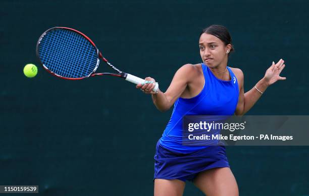 Great Britain's Eden Silva in her match against USA's Bernarda Pera during the Nature Valley Classic at Edgbaston Priory Club, Birmingham