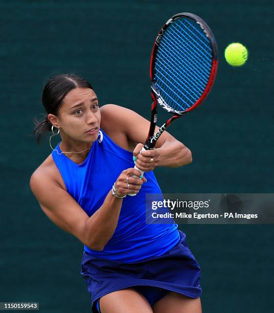 Great Britain's Eden Silva in her match against USA's Bernarda Pera during the Nature Valley Classic at Edgbaston Priory Club, Birmingham