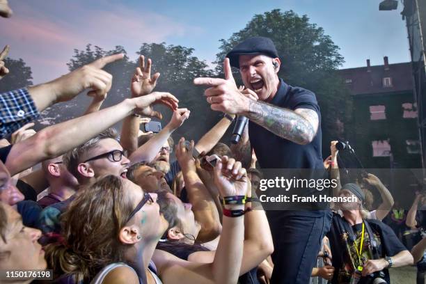 Singer Al Barr of the American band Dropkick Murphys performs live on stage during a concert at the Zitadelle Spandau on June 15, 2019 in Berlin,...