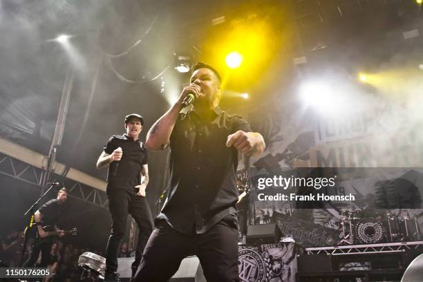 Singer Al Barr and Ken Casey of the American band Dropkick Murphys perform live on stage during a concert at the Zitadelle Spandau on June 15, 2019...