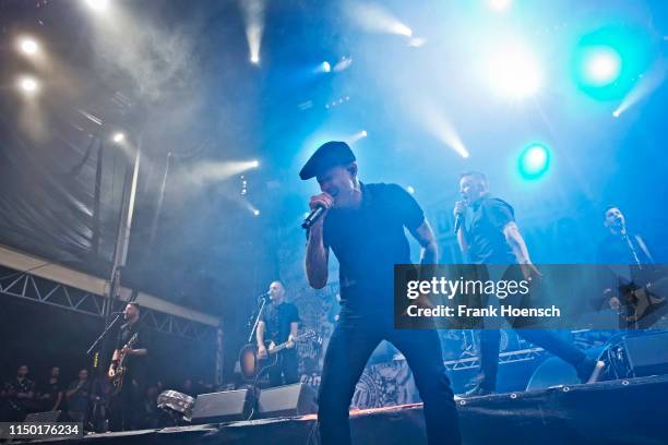 Singer Al Barr and Ken Casey of the American band Dropkick Murphys perform live on stage during a concert at the Zitadelle Spandau on June 15, 2019...