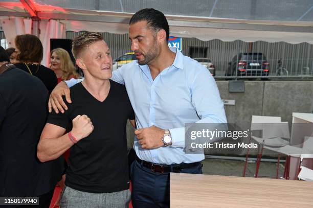 Sebastian Formella and Manuel Charr attend the Universum Box-Promotion VIP launch event at Work Your Champ Gym on June 15, 2019 in Hamburg, Germany.