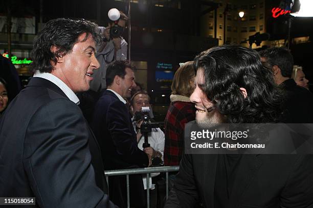 Sylvester Stallone and Sage Stallone during MGM Pictures, Columbia Pictures and Revolution Studios present the World Premiere of 'Rocky Balboa' at...