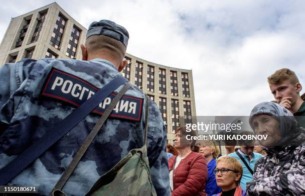 People attend a rally in defence of freedom of speech and journalism in central Moscow on June 16, 2019.