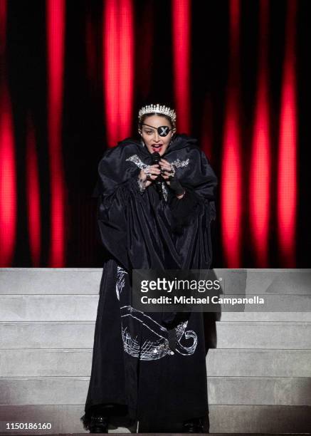 Madonna, performs live on stage after the 64th annual Eurovision Song Contest held at Tel Aviv Fairgrounds on May 18, 2019 in Tel Aviv, Israel.