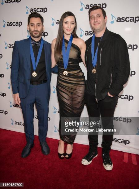 Joe Khajadorian, Madison Emiko Love, and Alex Schwartz arrive at the 36th Annual ASCAP Pop Music Awards at The Beverly Hilton Hotel on May 16, 2019...