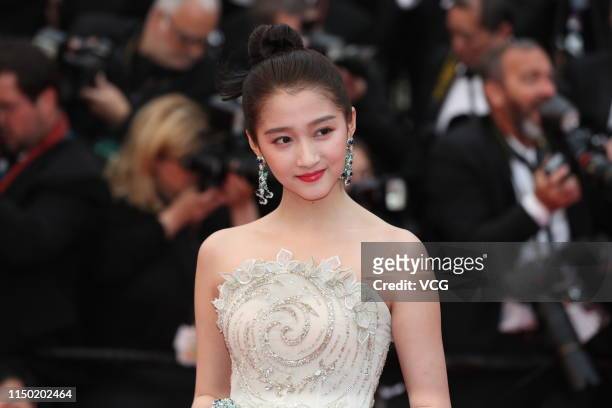 Actress Guan Xiaotong attends the screening of 'Les Plus Belles Annees D'Une Vie' during the 72nd annual Cannes Film Festival on May 18, 2019 in...