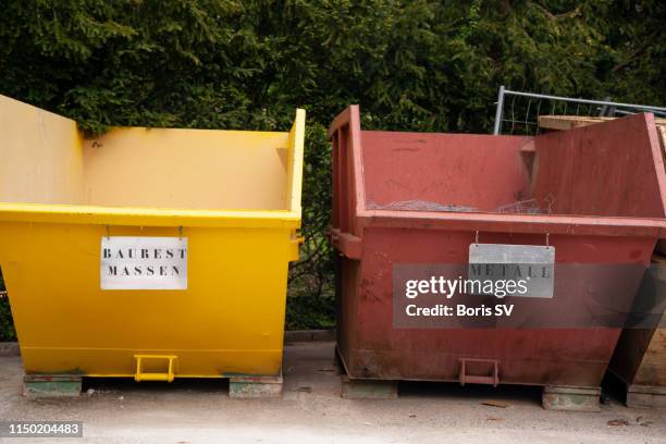 large metal containers for waste sorting - industrial bin stock pictures, royalty-free photos & images