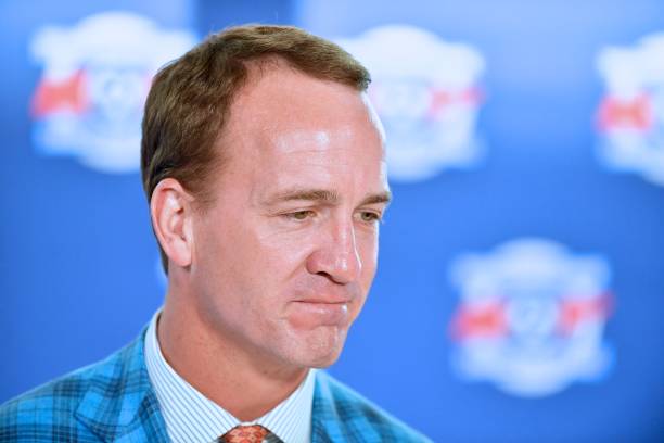 Star Peyton Manning arrives at the 2019 Tennessee Sports Hall of Fame Induction Ceremony at Omni Hotel on June 15, 2019 in Nashville, Tennessee.