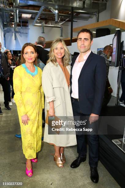 Jessica Trent, Cathy Konrad and Gabriel Mason attend Venice Family Clinic Art Preview at Google Los Angeles on May 18, 2019 in Venice, California.